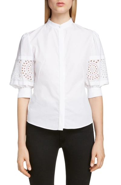 Alexander Mcqueen Broderie Anglaise Cotton-poplin Blouse In White
