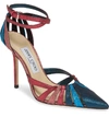 Jimmy Choo Travis 100 Raspberry Mix Glitter Fabric Strappy Pump With A Pointed Toe