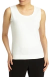 Lafayette 148 Plus-size Swiss Cotton Rib Scoop Neck Tank In White