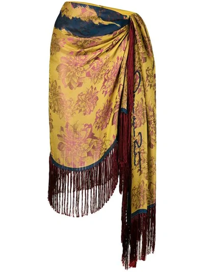 Oscar De La Renta Scarf Wrap Skirt In Yellow