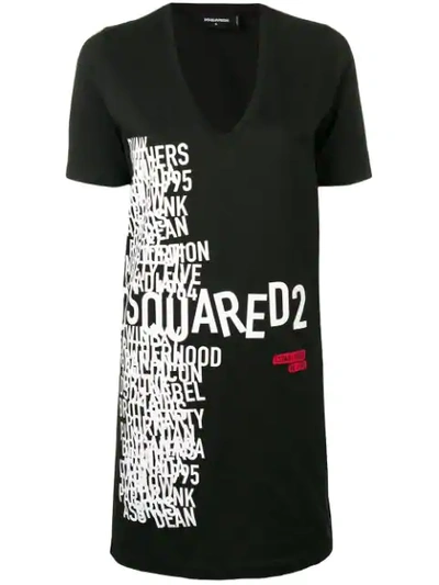 Dsquared2 Graphic Print T-shirt Dress - 黑色 In Black