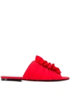 Proenza Schouler Frayed Crepe Flat Sandals In Red