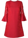 Valentino Lace-trimmed Cotton-blend Minidress In Red