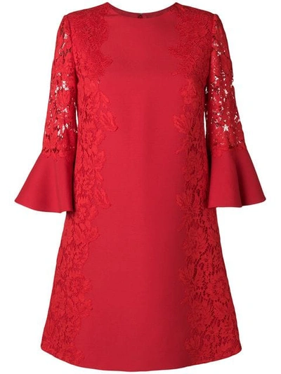 Valentino Lace-trimmed Cotton-blend Minidress In Red