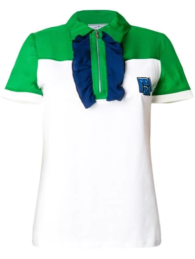 Prada Ruffle Colour Block Polo Shirt - 白色 In White