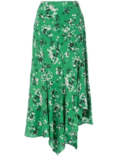 Veronica Beard Floral Print Midi Skirt - 绿色 In Green Multi