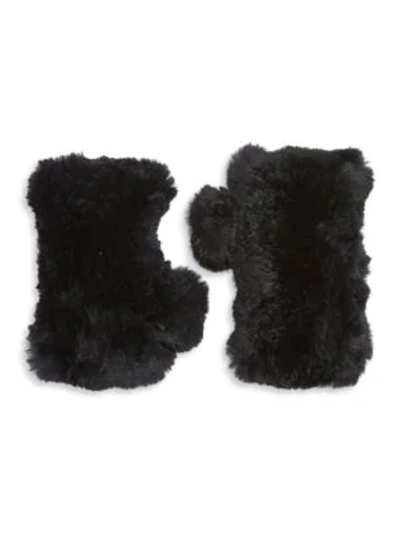 Surell Women's Dyed Rabbit Fur Fingerless Gloves In Black