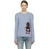 SAINT LAURENT SAINT LAURENT BLUE JACQUARD ROBOT SWEATER