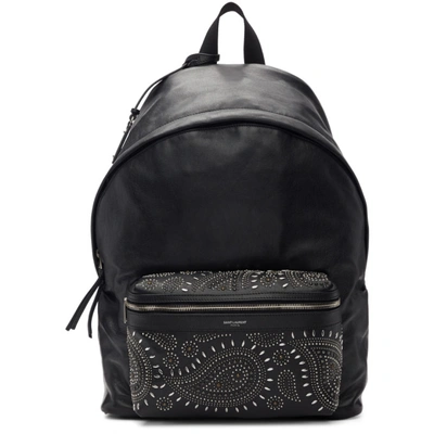 Saint Laurent Men's City Studded Leather Backpack In Black/1000