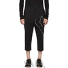 RICK OWENS RICK OWENS BLACK EMBROIDERED CROPPED ASTAIRES TROUSERS