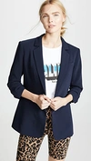 Cinq À Sept Khloe Ruched Sleeve Blazer In Navy