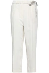 BRUNELLO CUCINELLI WOMAN LACE-UP CROPPED CADY TAPERED trousers OFF-WHITE,GB 272216333676506