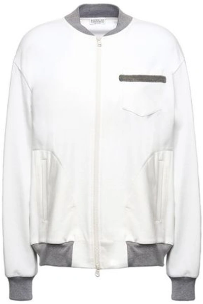 Brunello Cucinelli French Cotton-blend Terry Bomber Jacket In White