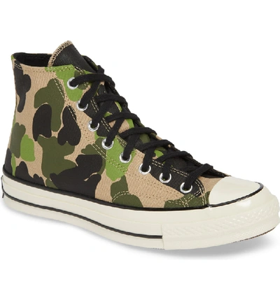 Converse Archive Print Chuck 70 High-top Camo Canvas Sneakers In Green/brown