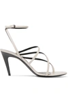 SAINT LAURENT PARIS MINIMALIST PATENT-LEATHER SANDALS