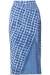 ALTUZARRA CICERO WRAP-EFFECT CHECKED SILK CREPE DE CHINE MIDI SKIRT