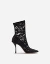 DOLCE & GABBANA DOLCE & GABBANA BOOTS AND BOOTIES - ANKLE BOOTS IN STRETCH LACE AND GROSGRAIN