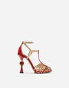 DOLCE & GABBANA SANDALS IN SUEDE AND MORDORÉ WITH SCULPTED HEEL