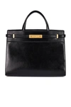 Saint Laurent Small Manhattan Leather Top Handle Bag In Noir