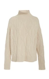 Nili Lotan Merya Cable-knit Cashmere Turtleneck Sweater In Cream