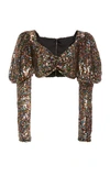 RODARTE CROPPED SEQUINED TULLE TOP,731784