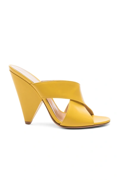 Gianvito Rossi Triangle-heel Leather Mules In Yellow
