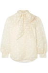 MARC JACOBS Pussy-bow flocked silk-organza blouse