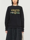 GUCCI Logo tiger-embroidered cotton-jersey sweatshirt