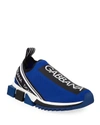 Dolce & Gabbana Men's Sorrento Logo-stripe Sock Sneakers In Blue/black
