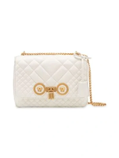 Versace Small Off White Quilted Leather Icon Small Shoulder Bag