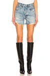 Agolde Parker High-rise Fray Hem Denim Shorts In Riccochet