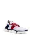 Moncler White Bubble Sneakers In Red & White & Blue