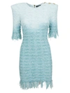 BALMAIN SHORT FRINGED TWEED DRESS,10830515