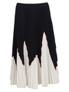 RED VALENTINO COLOR-BLOCK PLEATED SKIRT,10830472