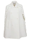 RED VALENTINO DOUBLE-BREASTED RUFFLE CAPE,10830463