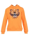 Kenzo Cotton Hooded Sweatshirt In Orange