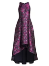 AIDAN MATTOX Metallic Floral High-Low Dress