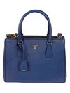 Prada Galleria Medium Textured-leather Tote In Blue