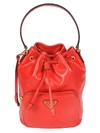 Prada Nylon Bucket W/ Removable Crossbody Strap In Red