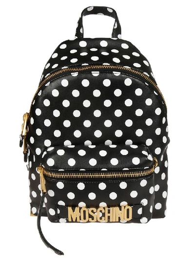 Moschino Polka Dots Backpack In Black