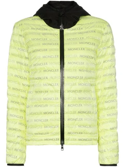 Moncler All-over Logo Padded Jacket In Yellow