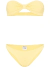 Hunza G Jean Crinkle Bandeau Bikini In Yellow