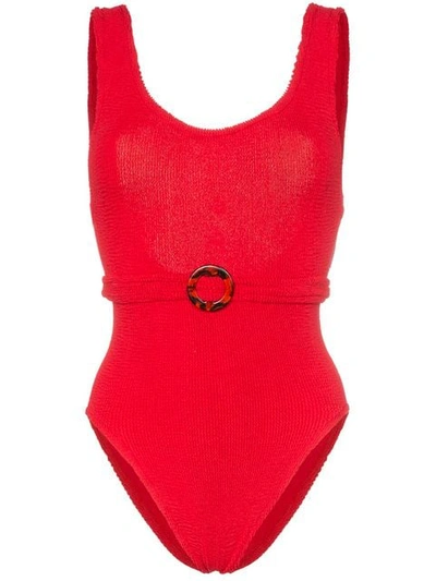 Hunza G Solitaire Belted Swimsuit - 红色 In Red