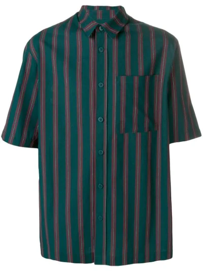 Han Kjobenhavn Striped Short Sleeve Shirt In Green