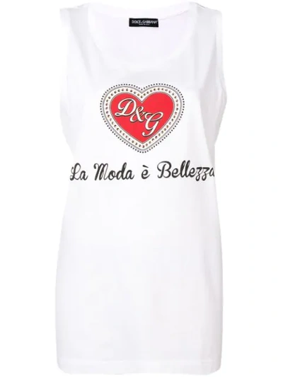 Dolce & Gabbana La Moda E Belleza Tank Top In White