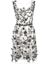 MARCHESA NOTTE SHEER FLORAL EMBROIDERED MINI DRESS