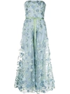 MARCHESA NOTTE floral embroidered strapless gown