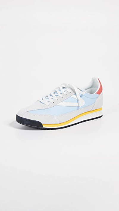 Tretorn Rawlins Suede Lace-up Trainers In Bianco/ Blue/ White/ Coral