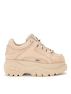 Buffalo 1339 Sneaker In Butter-colored Leather With Python Effect Print In Beige
