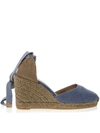 Castaã±er Light Blue Carina Canvas Espadrillas Wedges In Light Blue